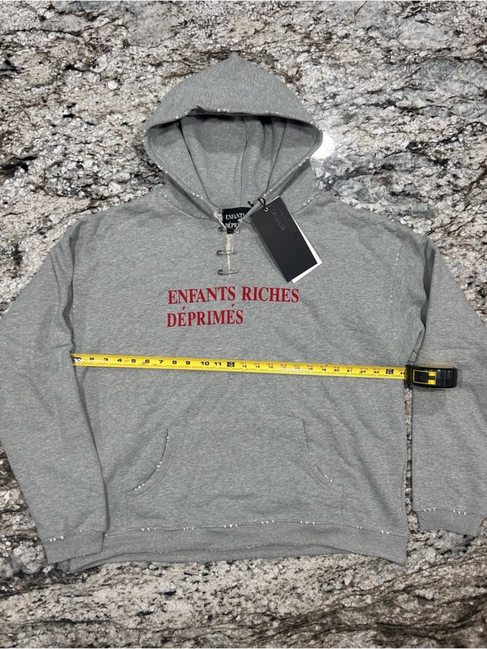Efants Richés Déprimés Grey safety pin hoodie size medium